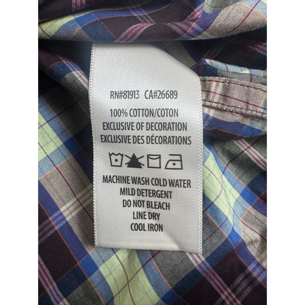 Robert Graham Mens Classic Fit Plaid Button Down Shirt Purple Lime Green Size M - Picture 13 of 14